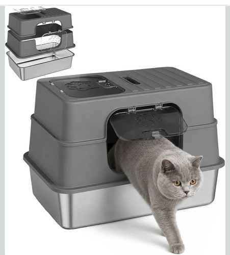 Stainless steel cat - steel, litter