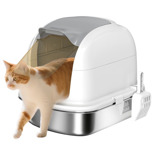 Pawhut stainless steel cat - steel,