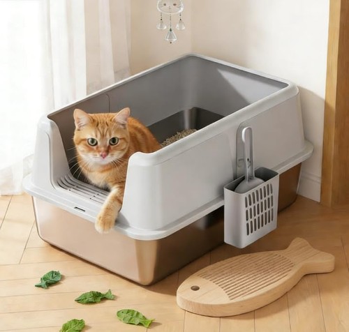 Large stainless steel litter - steel,