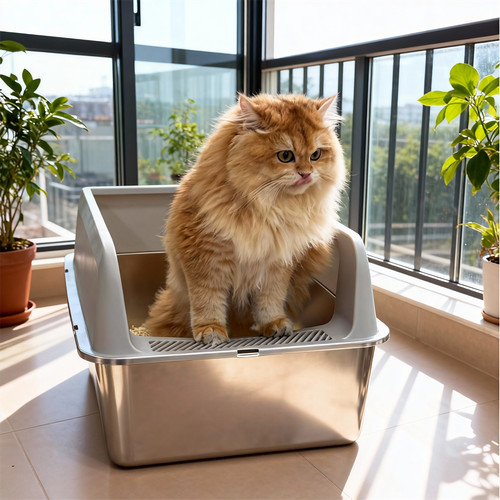 Stainless steel cat litter box - stainless,