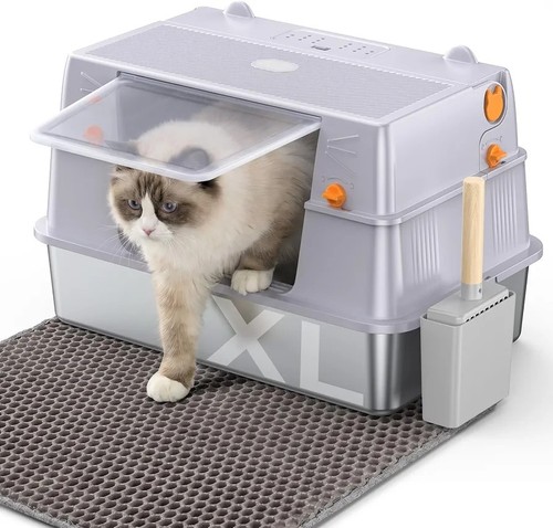 Enclosed cat litter box - enclosed,