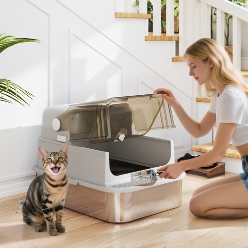 Xxl stainless steel cat litter - steel,