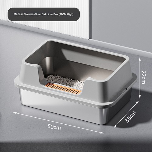 Stainless steel cat litter box - stainless,