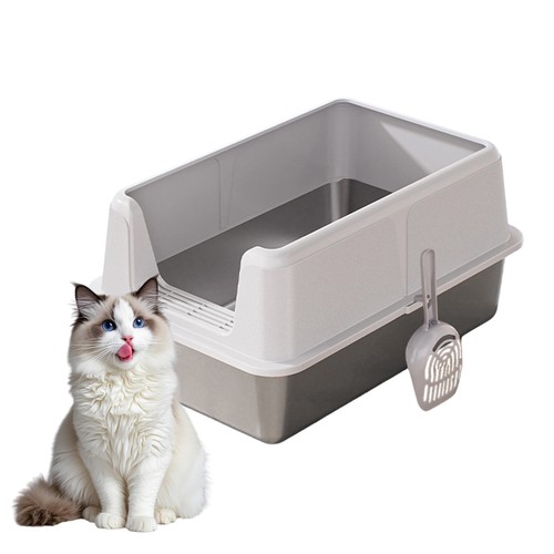 Stainless steel cat litter box - steel,