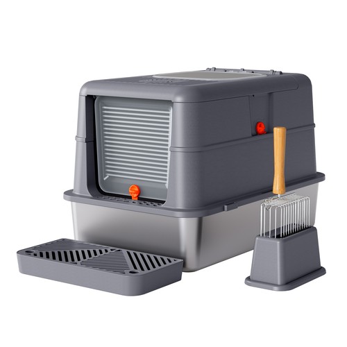 Stainless steel cat - steel, litter