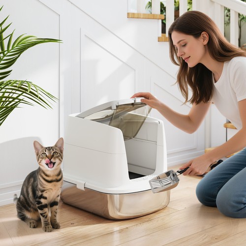 Pawhut stainless steel litter - pawhut,