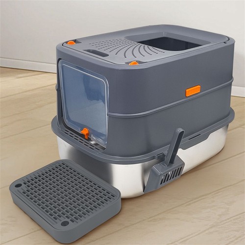 Stainless steel cat litter box - steel,