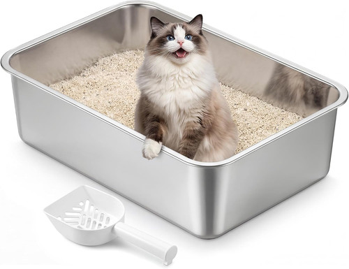 Stainless steel litter box - litter,