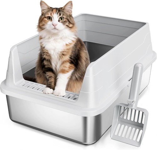 Stainless steel cat litter box - stainless,
