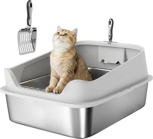Xxl cat litter tray - tray, stainless